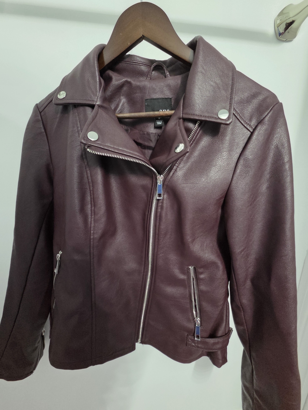a.n.a Women's Faux Leather Moto Jacket - Plum
